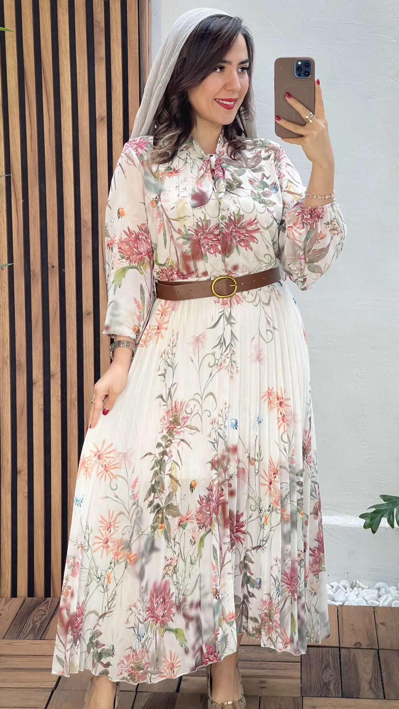 پیراهن مجلسی حریر پلیسه کمربند دار اورجینال ترک